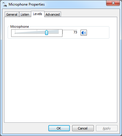 Microphone Properties - Levels