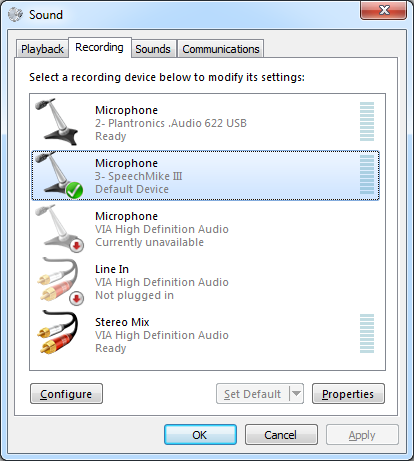 Sounds Window - Recording Devices