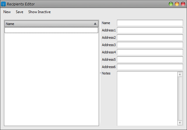 Recipients Editor Window